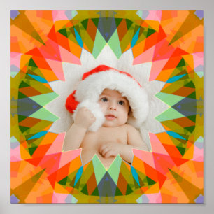 Op maat gemaakte roze groene kerstster familie fot poster