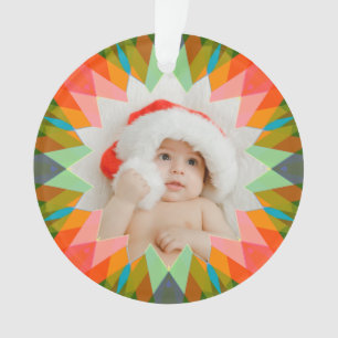 Op maat gemaakte roze groene kerstster foto cadeau ornament