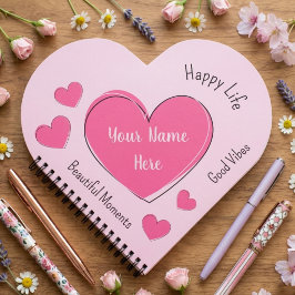Op Maat Gemaakte Roze Hart Notitieboek & Schetsboe