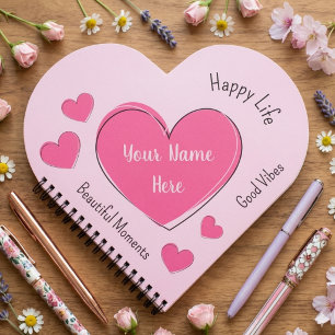 Op Maat Gemaakte Roze Hart Notitieboek & Schetsboe