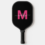Op maat gemaakte roze moderne script naam monogram pickleball paddle (Voorkant)