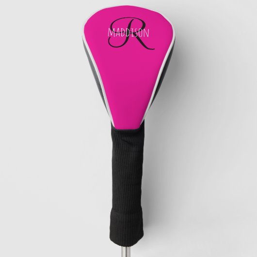 Op maat gemaakte roze monogram golfheadcover (Voorkant)