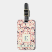 Op maat gemaakte roze perzik bloem witte bloemen bagagelabel (Voorkant verticaal)