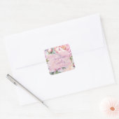 Op maat gemaakte roze pioen bruidsfeest vierkante sticker (Envelop)