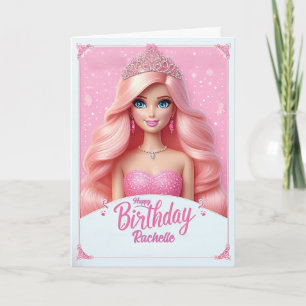 Op maat gemaakte Roze Prinses Verjaardagskaart Kaart