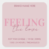 Op maat gemaakte roze & rode kaars | Valentijnsdag Vierkante Sticker (Voorkant)