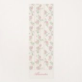 Op maat gemaakte roze roos bloemige monogram yogamat (Voorkant)