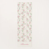 Op maat gemaakte roze roos bloemige monogram yogamat (Achterkant)