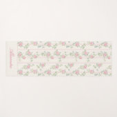 Op maat gemaakte roze roos bloemige monogram yogamat (Voorkant (horizontaal))