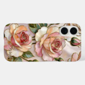 Op maat gemaakte roze roos hoesje elegante bloemen (Achterkant (horizontaal))