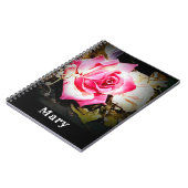 Op maat gemaakte roze roos notitieboek (Linkerzijde)