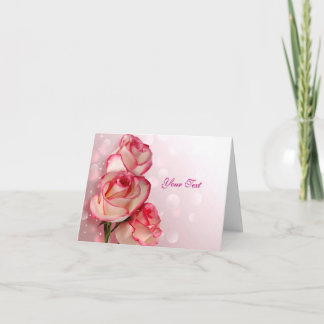 Op maat gemaakte roze rozen wenskaart kaart