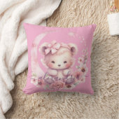 Op maat gemaakte roze teddybeer kussen met naam (Deken)