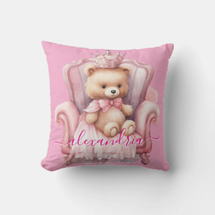 Op maat gemaakte roze teddybeer kussen met naam