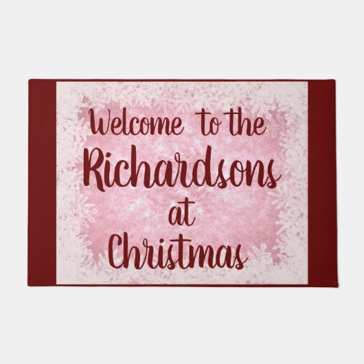 Op maat gemaakte roze vorst Welkom Deurmat (Voorkant)