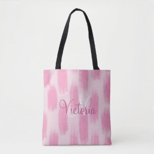 Op maat gemaakte roze waterverf abstract moderne t tote bag