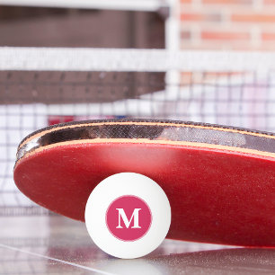 Op maat gemaakte roze witte monogramtafel tennisbi pingpongbal