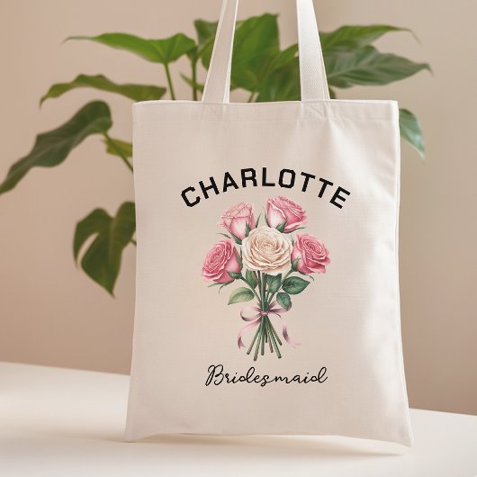 Op maat gemaakte rozen bruidsmeisjestas voor bruid tote bag
