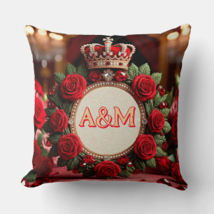👑 Op maat gemaakte rozen kroon monogram naam cade Kussen