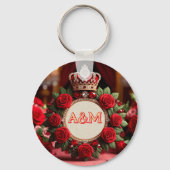👑 Op maat gemaakte rozen kroon monogram naam cade Sleutelhanger (Achterkant)