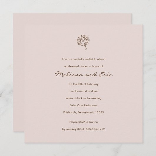 op maat gemaakte rozen uitnodiging (Voorkant / Achterkant)