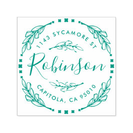 Op maat gemaakte rustieke bloemenkrans retouradres  zelfinktende stempel