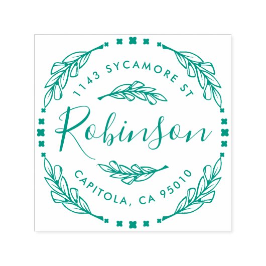 Op maat gemaakte rustieke bloemenkrans retouradres zelfinktende stempel (Design)