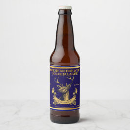 Op maat gemaakte rustieke hertenbok kop thuis gebr bier etiket