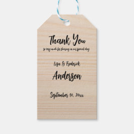 Op maat gemaakte rustieke houten bedankt van het k cadeaulabel