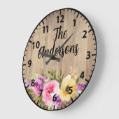 Op maat gemaakte rustieke houten roze paarse gele grote klok (Hoek)