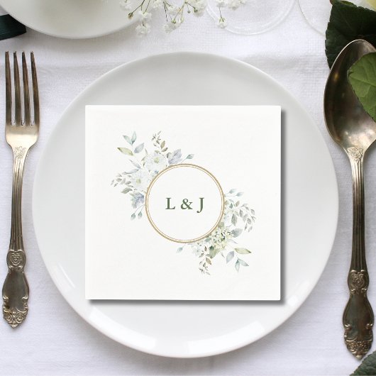 Op maat gemaakte Rustieke Monogram Groene Beginlet Servet