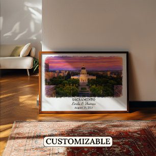 Op maat gemaakte Sacramento-muurkunst, California- Poster