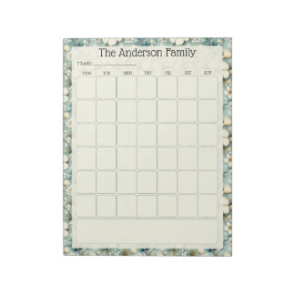 Op maat gemaakte Sage Floral Maandkalender Notitie Notitieblok