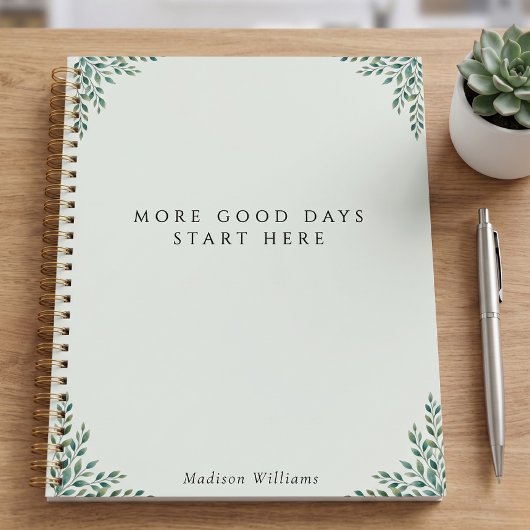 Op maat gemaakte saliegroene botanische wellness z planner