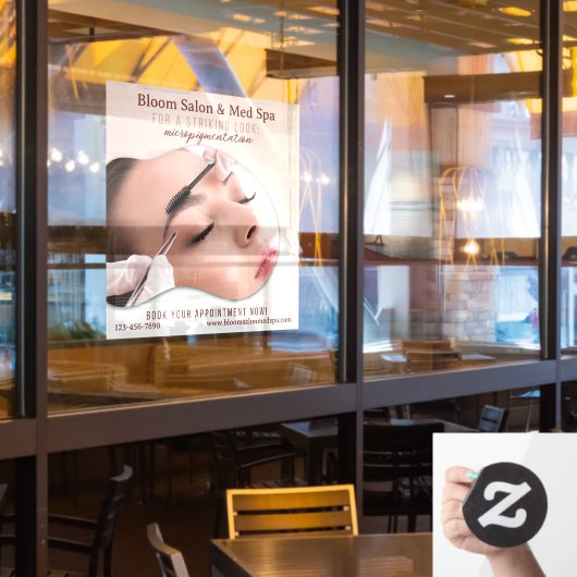 Op maat gemaakte Salon Med Spa Micropigmentatie Ma Raamsticker (Restaurant Raam)