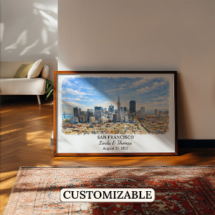 Op maat gemaakte San Francisco muurkunst, Californ Poster