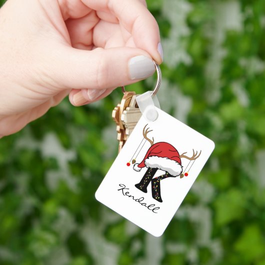 Op maat gemaakte Santa-monogram grootschalige sleu Sleutelhanger (Hand)