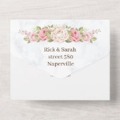 Op maat gemaakte "Save the Date" met roos bloem All In One Uitnodiging (Achterkant)