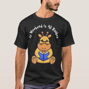 Op maat gemaakte Schattige grappige giraffe leest T-shirt