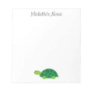 Op maat gemaakte schattige groene schildpad dier o notitieblok