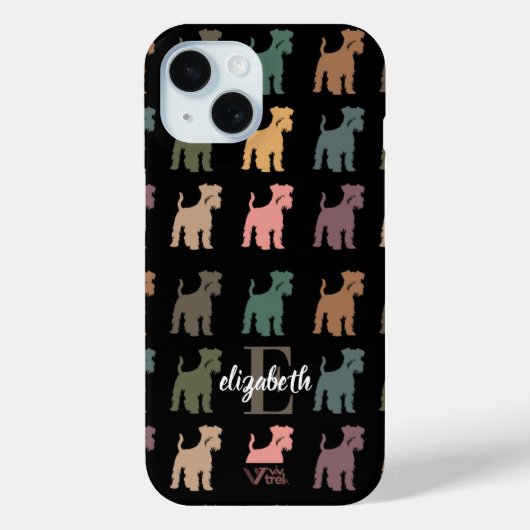 Op maat gemaakte Schnauzer Retro Naam Initiaal Hui Case-Mate iPhone Case (Achterkant)