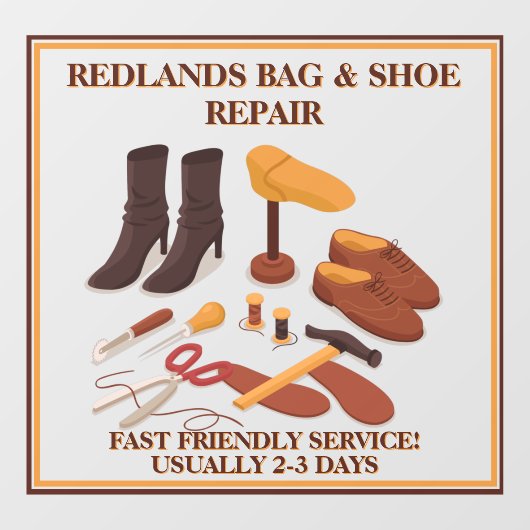 Op maat gemaakte schoenen tas reparatie winkel raamsticker (Vel)