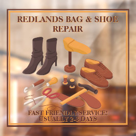 Op maat gemaakte schoentas reparatie winkel raamsticker