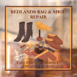Op maat gemaakte schoentas reparatiewinkel raamsticker