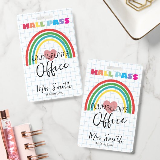 Op maat gemaakte schoolhalpas RAINBOW- lint Badge (Kantoor)