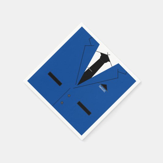 Op maat gemaakte servetten met naam Blauw pak en s (Hoek)