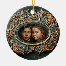 Op maat gemaakte, sierlijke, familiefoto Kerstbal
