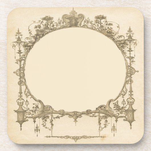 Op maat gemaakte sierlijke gouden fantasierand ant drankjes onderzetter (Voorkant)