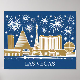 Op maat gemaakte skyline van de Las Vegas Strip in Poster