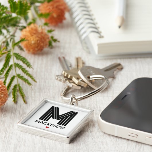 Op maat gemaakte sleutelhanger met initialen voor (Zijkant)
